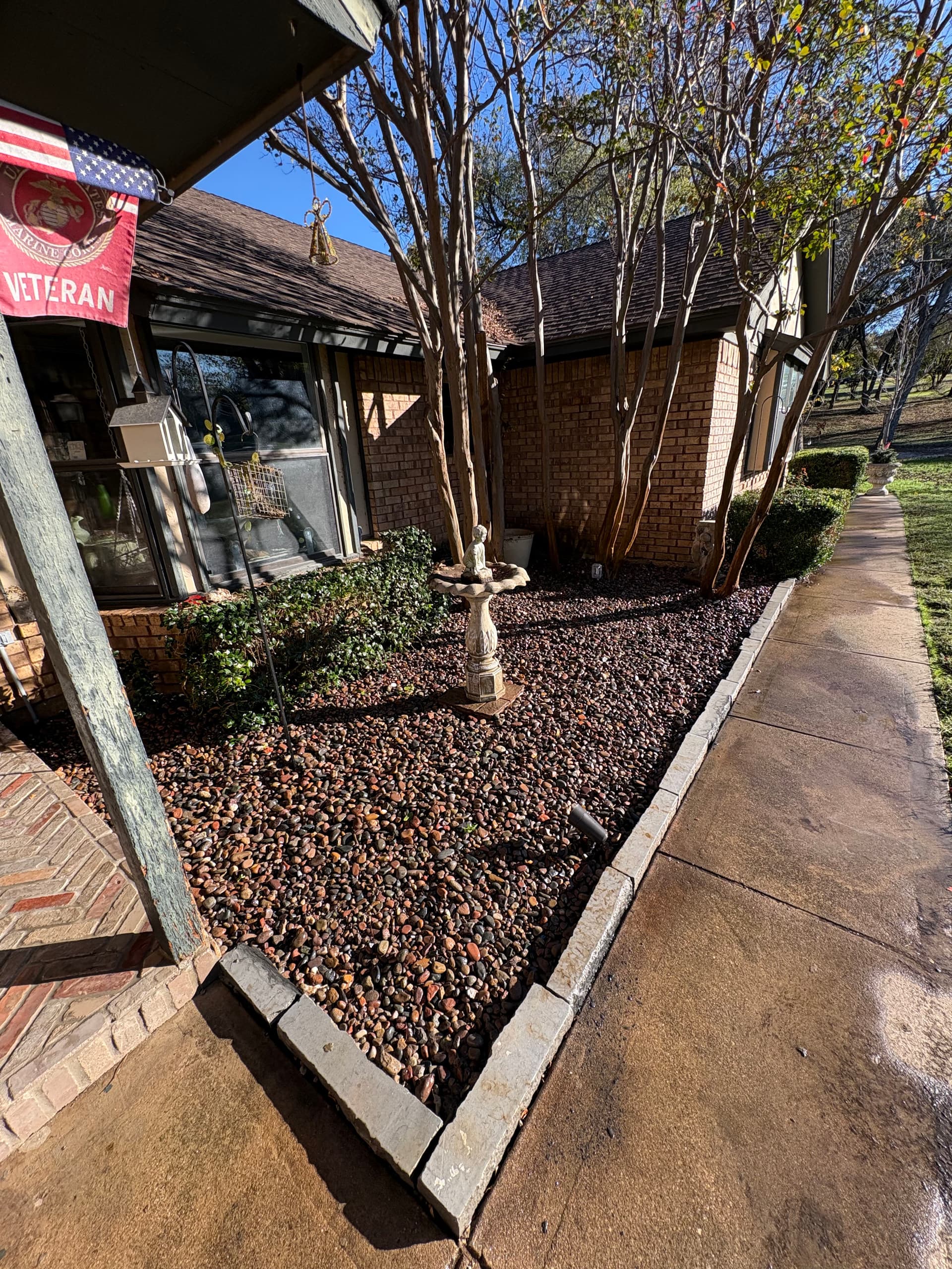 Gallery photos for Elegant Landscaping with Herringbone Porch and Rock Beds: Image #5